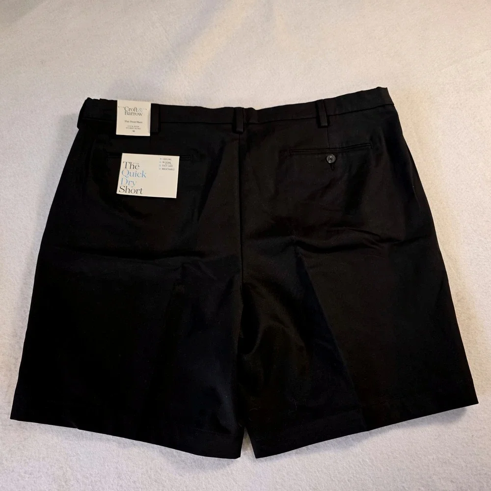 Croft & Barrow Mens Black Quick Dry Flat Front Shorts Size 44 NWT